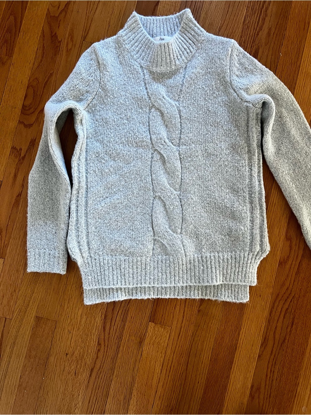 Ripe Maternity Heather Light Gray Ribbed Mock Neck Sweater